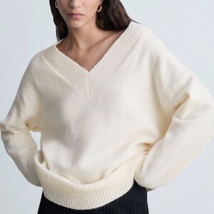 Mango Women's Soft Cream V-Neck Sweater